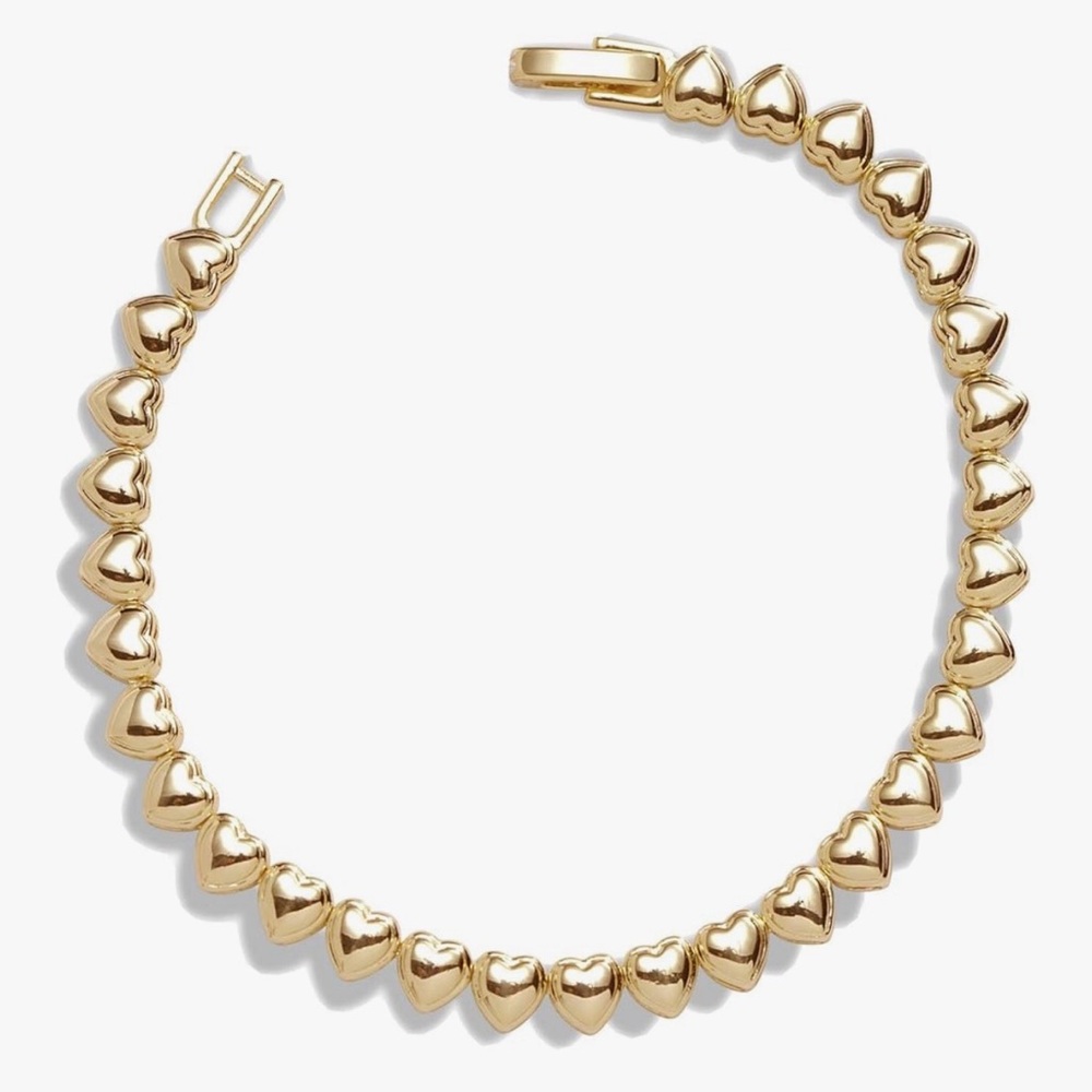 NEW 14k Gold Filled Tennis Gold Heart Bracelet
